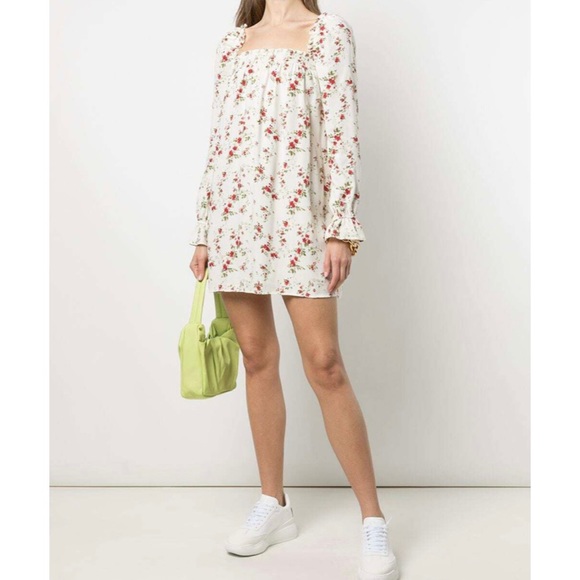 NEW Reformation Hudsen Dress Annaliese Sleeve Puff Smocked - Picture 1 of 11